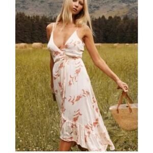 BeachGold Lotti Wrap Sleeveless Dress Floral Print Small